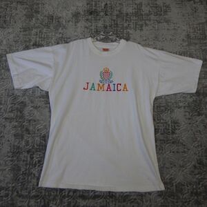 Vintage Jamaica Shirt Mens Extra Large XL White Embroidered Single Stitch